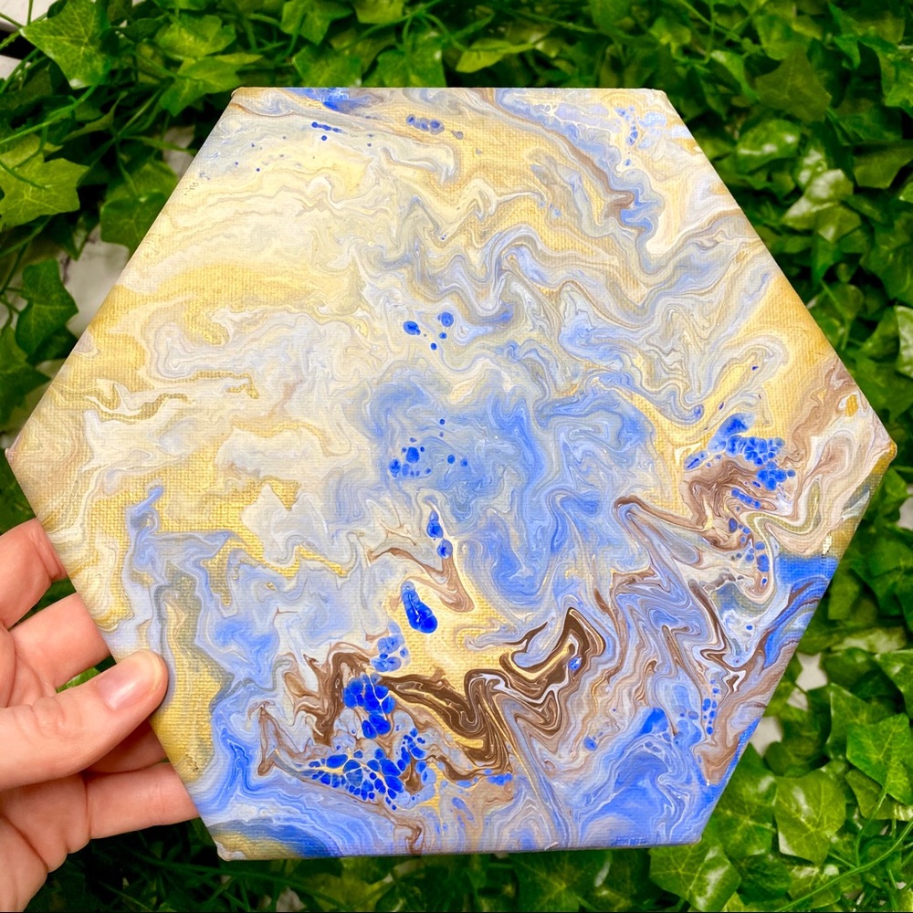 Original Poured Painting OOAK Pastel Blue Wall Art